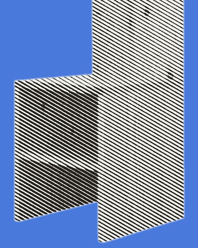 Donald Judd plywood chair in halftone on blue